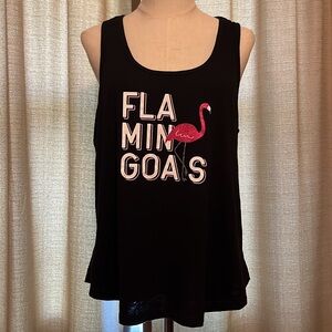 Secret Treasures Womens Large 12-14 Flamingoals Black Racerback Casual Tank Top